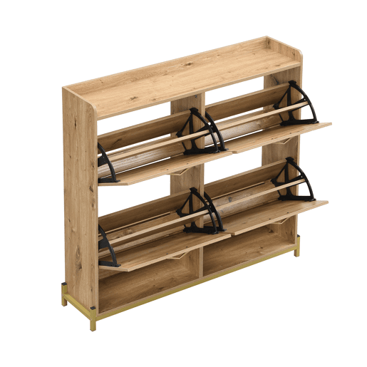 Sapateira de mdf com 4 tabuleiros,natural