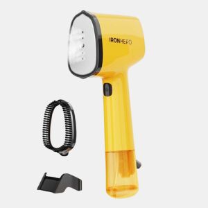 Ferro de passar vertical Cecotec IronHero V-1500 Essential amarelo com base de cerâmica, 1500 W de potência, vapor contínuo de