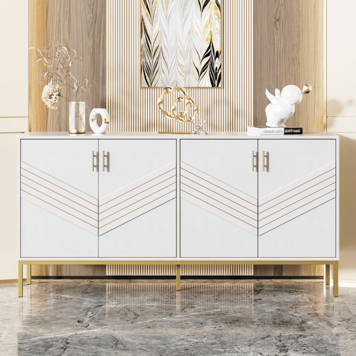Aparador de mdf com 4 portas,branco Aparador de mdf com 4 portas,branco