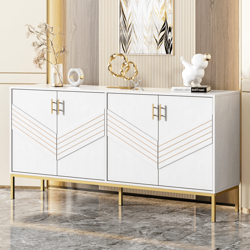 Aparador de mdf com 4 portas,branco Aparador de mdf com 4 portas,branco