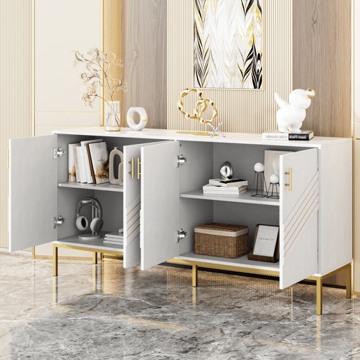 Aparador de mdf com 4 portas,branco Aparador de mdf com 4 portas,branco