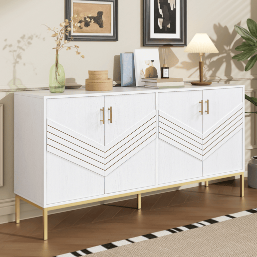 Aparador de mdf com 4 portas,branco Aparador de mdf com 4 portas,branco