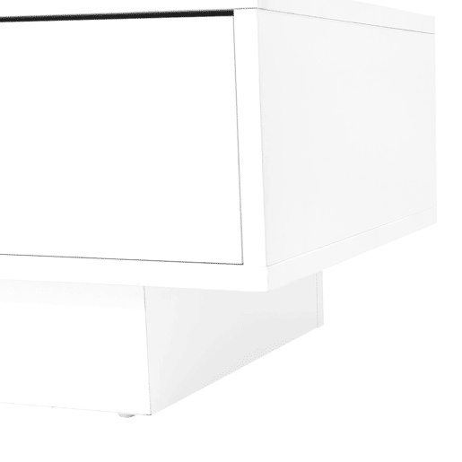 Móvel para TV 160x38x50,5 cm - Com 3 prateleiras de vidro, iluminação LED, controlo por aplicação, ligação Bluetooth, para TV de 70 polegadas - Branco