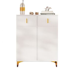 Aparador de painel de partículas com 2 portas e 2 gavetas,branco