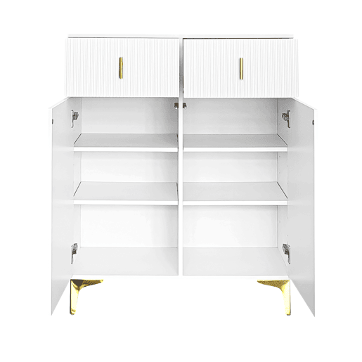 Aparador de painel de partículas com 2 portas e 2 gavetas,branco