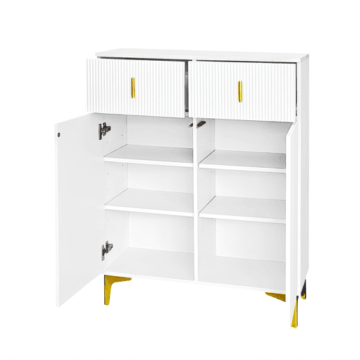 Aparador de painel de partículas com 2 portas e 2 gavetas,branco