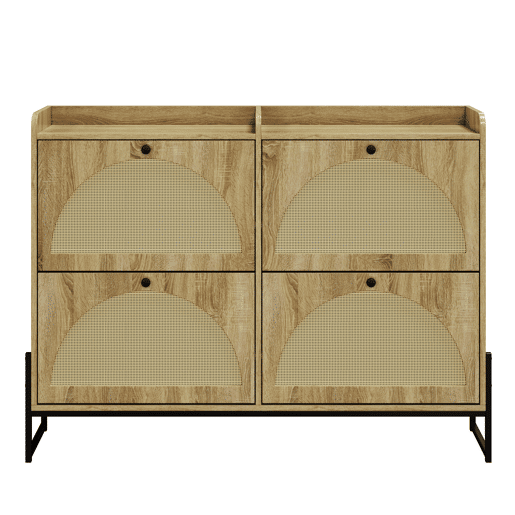 Sapateira de painel de partículas com 4 tabuleiros,natural