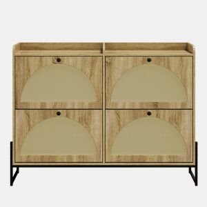 Sapateira de painel de partículas com 4 tabuleiros,natural