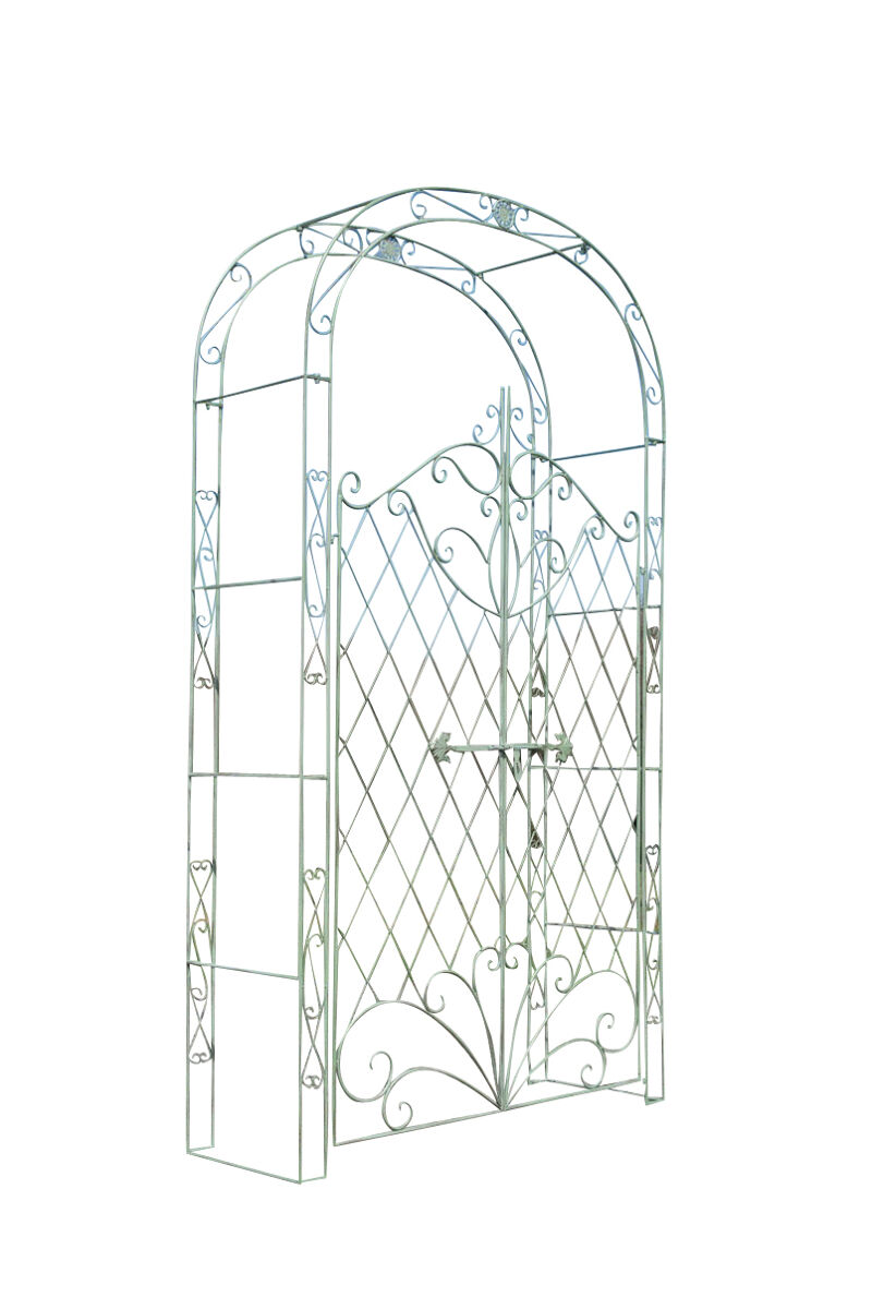 Arco de jardín con puerta melissa metal verde antiguo 40x120x220 cm