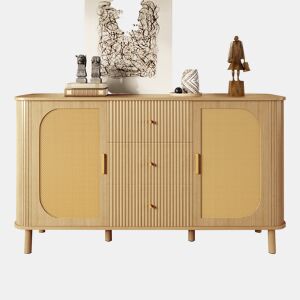 Aparador de mdf com 2 portas e 3 gavetas,natural