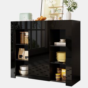 Aparador de painel de partículas com 1 porta,preto
