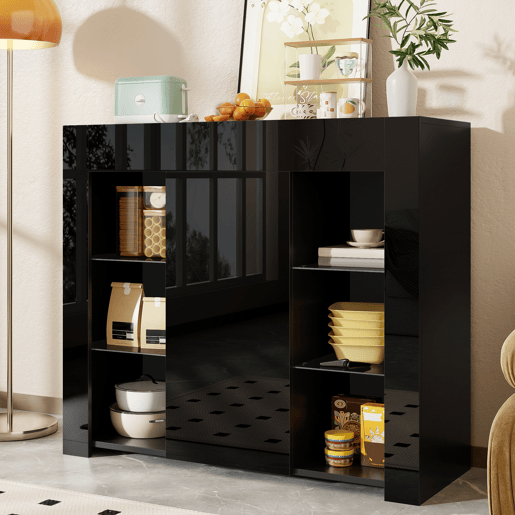 Aparador de painel de partículas com 1 porta,preto