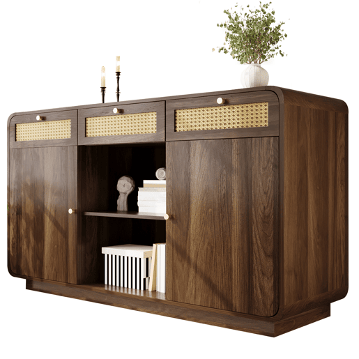 Aparador de mdf e painel de partÃculas com 2 portas e 3 gavetas,noz Aparador de mdf e painel de partÃculas com 2 portas e 3 gavetas,noz
