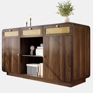 Aparador de mdf e painel de partículas com 2 portas e 3 gavetas,noz