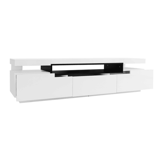 Móvel para TV 160x39x42 cm - Branco com iluminação LED de 16 cores - Para TVs de até 70 polegadas - Inclui 3 gavetas