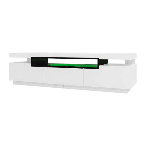 Móvel para TV 160x39x42 cm - Branco com iluminação LED de 16 cores - Para TVs de até 70 polegadas - Inclui 3 gavetas