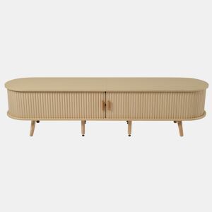 Móvel de TV 175x40x42 cm - Com arrumação, 2 gavetas, superfície redonda, madeira MDF - Cor madeira