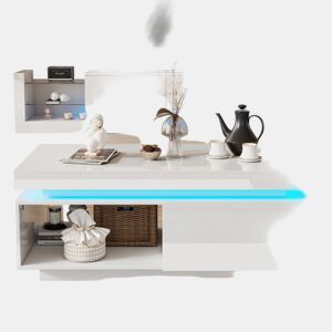 Conjunto de móveis para TV com alto brilho - Móvel para TV + mesa de sala, conjunto para parede da sala, móvel para TV com alto brilho, branco