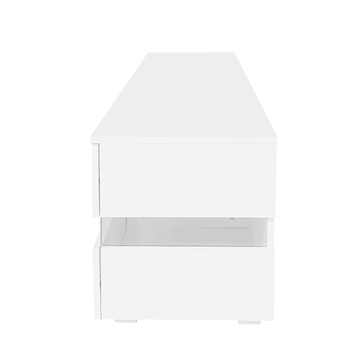 Móvel de TV moderno 160x39x45 cm - Com iluminação LED, 2 portas, 1 gaveta, prateleira aberta, adequado para TV de 70 polegadas - Branco