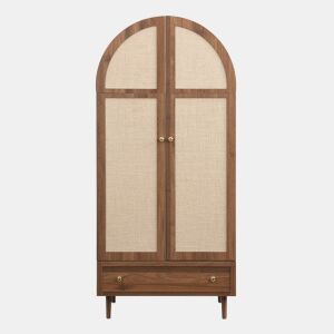 Roupeiro de mdf com 2 portas batentes e 1 gaveta,noz