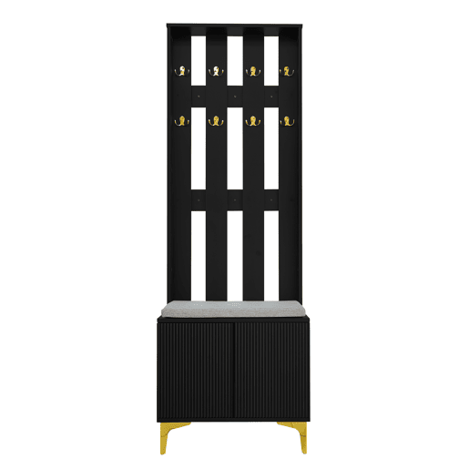Móvel de entrada de painel de partículas com sapateira,preto