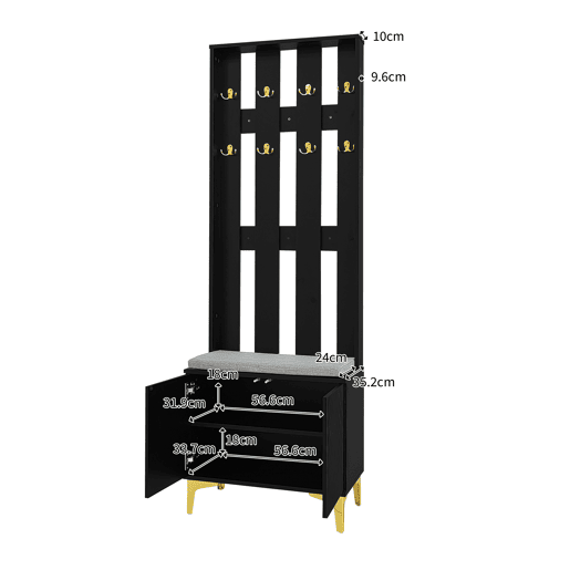 Móvel de entrada de painel de partículas com sapateira,preto