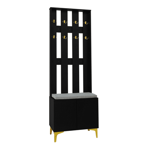 Móvel de entrada de painel de partículas com sapateira,preto