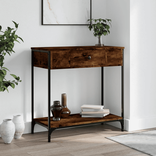 Mesa Consola - Mesa De Entrada 75x34,5x75 cm derivados de madeira carvalho fumado
