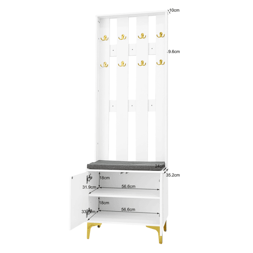Móvel de entrada de painel de partículas com sapateira,branco