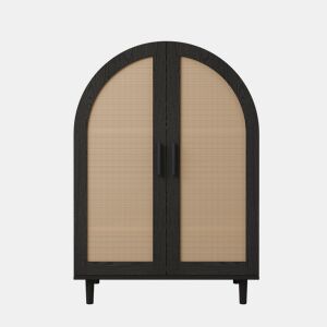 Sapateira de mdf e painel de partículas com 2 portas,natural+preto