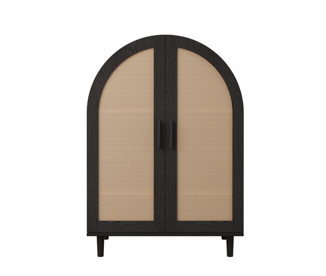 Zapatero de mdf y panel de partículas con 2 puertas,natural+negro
