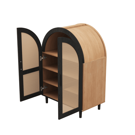 Sapateira de mdf e painel de partículas com 2 portas,natural+preto