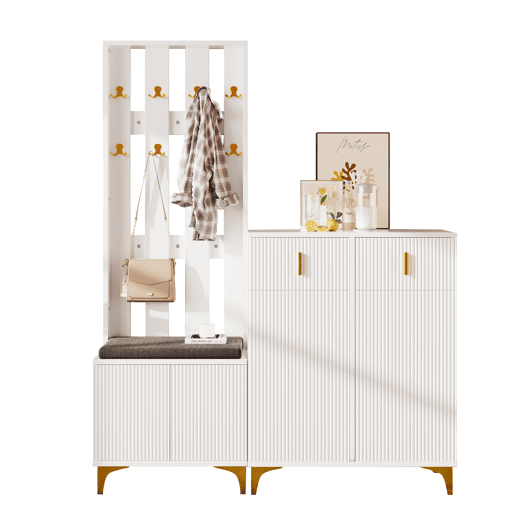 Móvel de entrada de painel de partículas com sapateira,branco