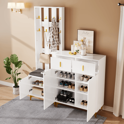 Móvel de entrada de painel de partículas com sapateira,branco