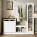 Mueble recibidor con zapatero,espejo y vitrina Mueble recibidor con zapatero,espejo y vitrina Blanco