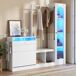 Mueble recibidor con zapatero,espejo y vitrina Mueble recibidor con zapatero,espejo y vitrina Blanco