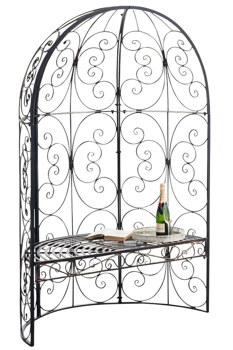 Cenador de jardín rosie con banco metal bronce 58x120x178 cm