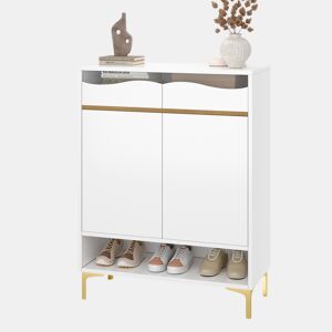 Sapateira de mdf e painel de partículas com 2 portas,2 gavetas e luz led,branco