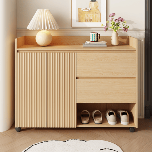 Sapateira móvel de mdf com 2 portas e 2 gavetas,natural
