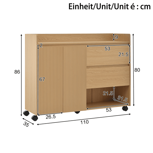 Sapateira móvel de mdf com 2 portas e 2 gavetas,natural