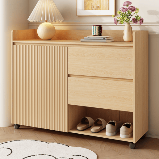 Sapateira móvel de mdf com 2 portas e 2 gavetas,natural