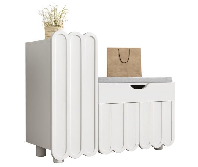 Zapatero de mdf con 3 puertas y 1 cajón,blanco