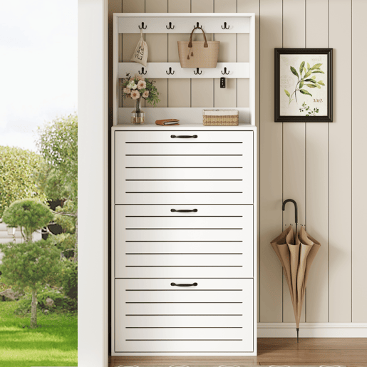 Móvel de entrada de painel de partículas com sapateira,branco