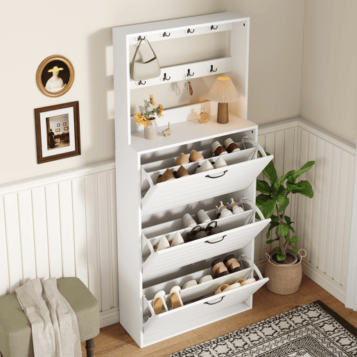 Móvel de entrada de painel de partículas com sapateira,branco