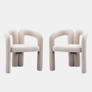 Cadeiras de jantar em veludo - 2 peças - design moderno, cadeiras decorativas estofadas - Bege