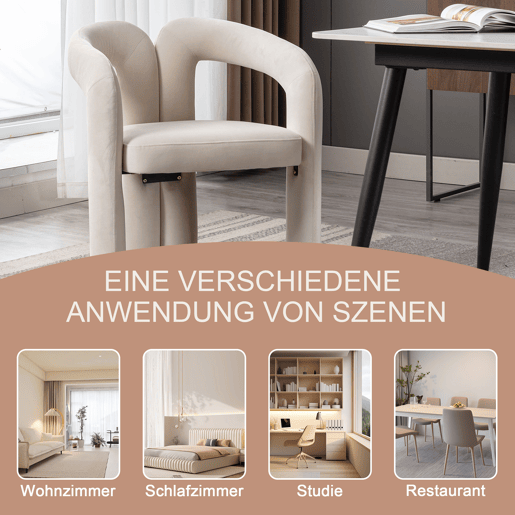 Cadeiras de jantar em veludo - 2 peças - design moderno, cadeiras decorativas estofadas - Bege