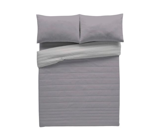 Colcha bouti reversible bicolor gris/gris claro cama 180