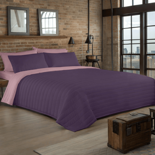 COLCHA BOUTI REVERSÍVEL BICOLOR BERINJELAROSA VELHO CAMA 135150