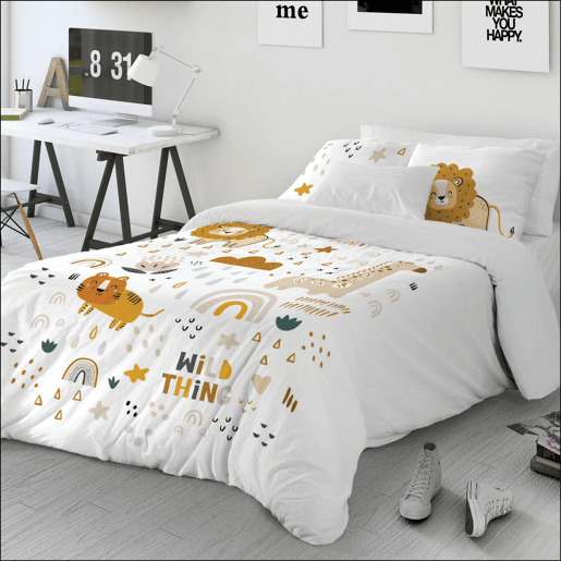NATURALS - Capa de edredom infantil estampada cama 90 - Algodão extra macio - Inclui 1 fronha - OBINI