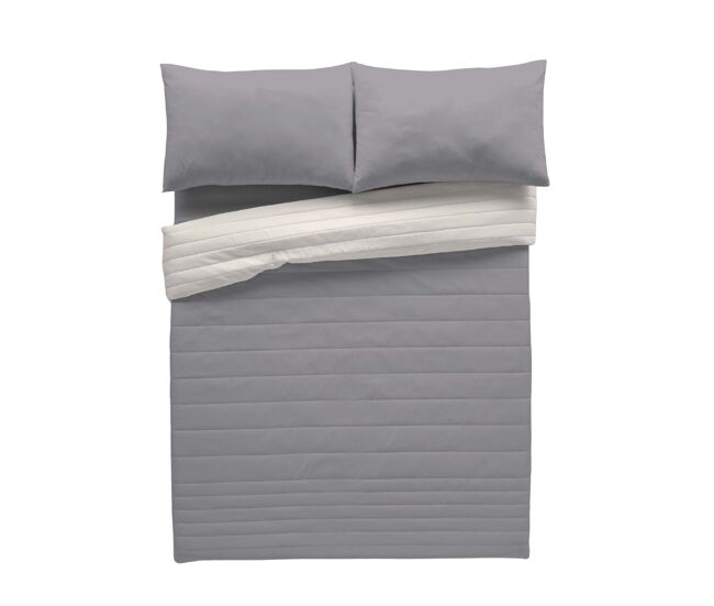 Colcha bouti reversible bicolor l.807 gris/l.198 piedra cama 180